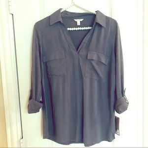 NEW Pocket Front Gray Blouse